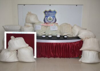 ಬೆಂಗಳೂರು ನಗರ ಪೊಲೀಸರು 556 ಕೆಜೆ ಗಾಂಜಾ ಮತ್ತು 6 ಕೆಜಿ ಹಶೀಷ್ ಎಣ್ಣೆ ವಶಪಡಿಸಿಕೊಂಡಿರುವ ಚಿತ್ರ