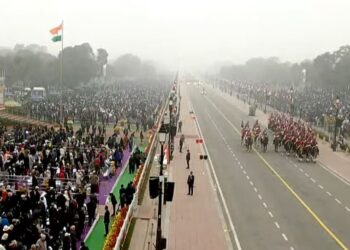 ದೆಹಲಿಯ ಕರ್ತವ್ಯ ಪಥದ ವಿಹಂಗಮ ನೋಟ (ಲೈವ್ ಕೃಪೆ : ಯೂಟ್ಯೂಬ್/ಡಿಡಿ ನ್ಯಾಷನಲ್)