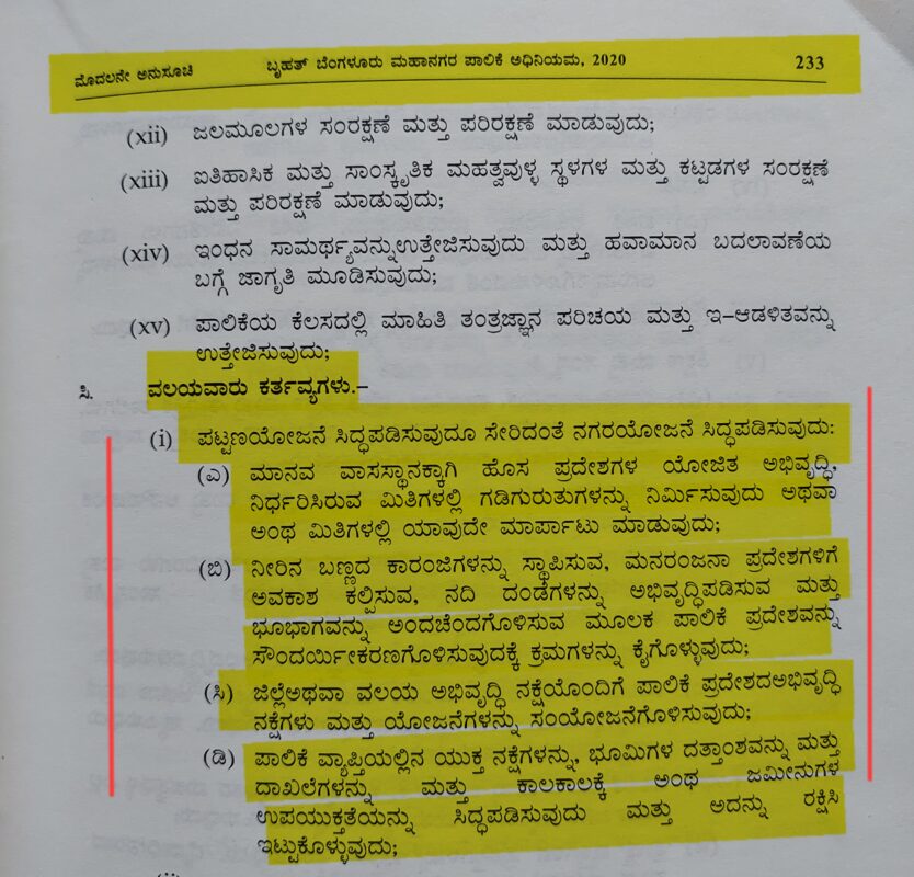 BBMP ACT 2020 Town Planning Department Duties