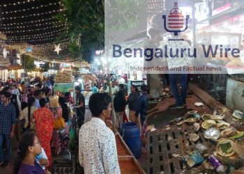 ಬೆಂಗಳೂರಿನ ವಿಶ್ವೇಶ್ವರ ಪುರದಲ್ಲಿನ ತಿಂಡಿ ಬೀದಿಯ ಪಾದಚಾರಿ ಮಾರ್ಗವನ್ನು ಅಂಗಡಿ, ತಳ್ಳುಗಾಡಿಗಳು ಒತ್ತುವರಿ ಮಾಡಿಕೊಂಡಿರುವ ಚಿತ್ರ ಒಂದು ಕಡೆ. ಮತ್ತೊಂದು ಕಡೆ ಕಸ, ಆಹಾರದ ತಟ್ಟೆಗಳನ್ನು ಎಲ್ಲೆಂದರಲ್ಲಿ ಎಸೆದಿರುವ ಚಿತ್ರ.